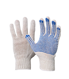 Рабочие (защитные) перчатки хб 3-НИТКА, БЕЛЫЕ | ПВХ ТОЧКА